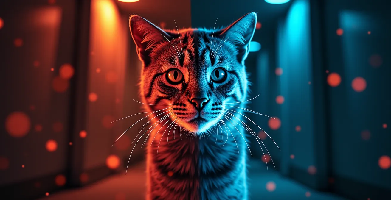 Illustration montrant l’intelligence artificielle différenciant un cambrioleur, un chat et un facteur grace a des capteurs divers