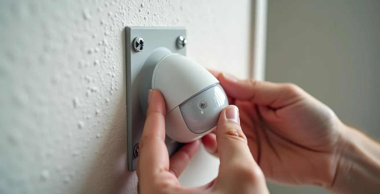 Installation d'un détecteur de mouvement dans l'angle d'une pièce