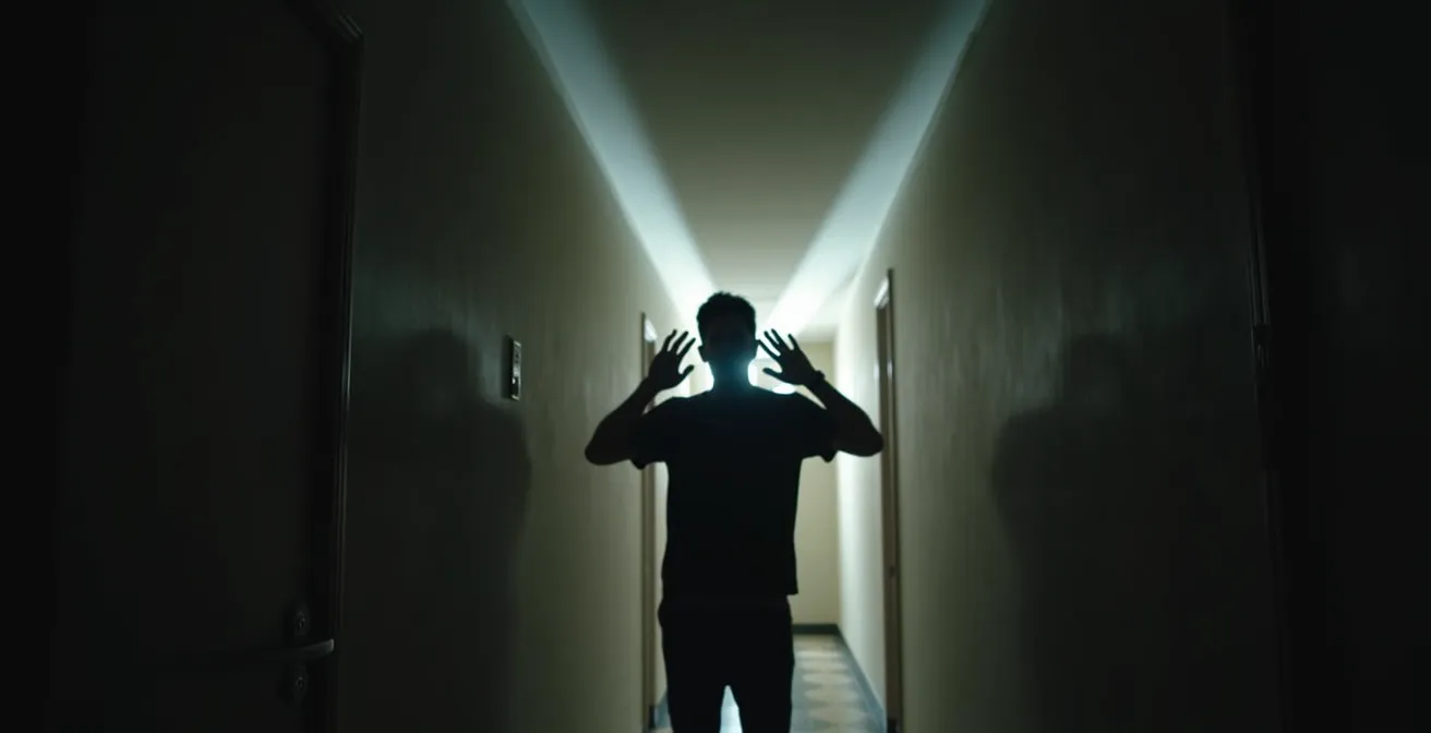 Système d'alarme avec stroboscope et éclairage de dissuasion dans un couloir moderne